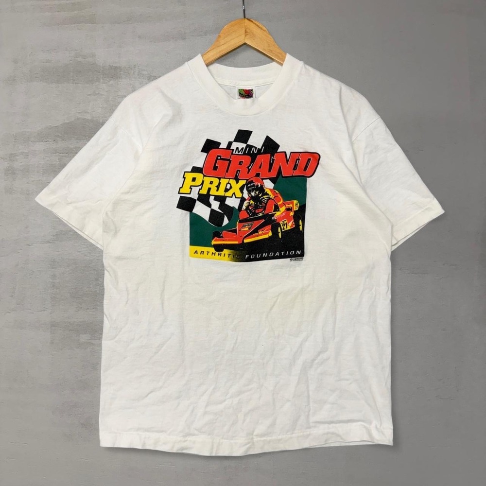 Vintage Mini Grand Prix T-Shirt White Racing Arthritis Foundation Large